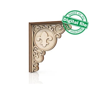 レーザー装飾用素朴なコーベル、ホームデコレーション、ベクタープロジェクト、Glowforge 用の DXF、SVG ファイル、素材の厚さ 1/8 インチ (3.2 mm)