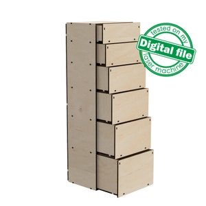 Fichiers DXF, SVG pour tiroirs en bois haut laser avec différentes boîtes, stockage de boîte, idées d'organisation de bureau, matériel 3,2 mm 1/8'' image 5