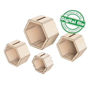 Doe-het-zelfgeld, verlovingsdoos, reisfonds, 4 verschillende maten, sjabloon DXF, SVG-bestanden voor laser, Xtool, Glowforge, materiaal 1/8'' (3,2 mm)