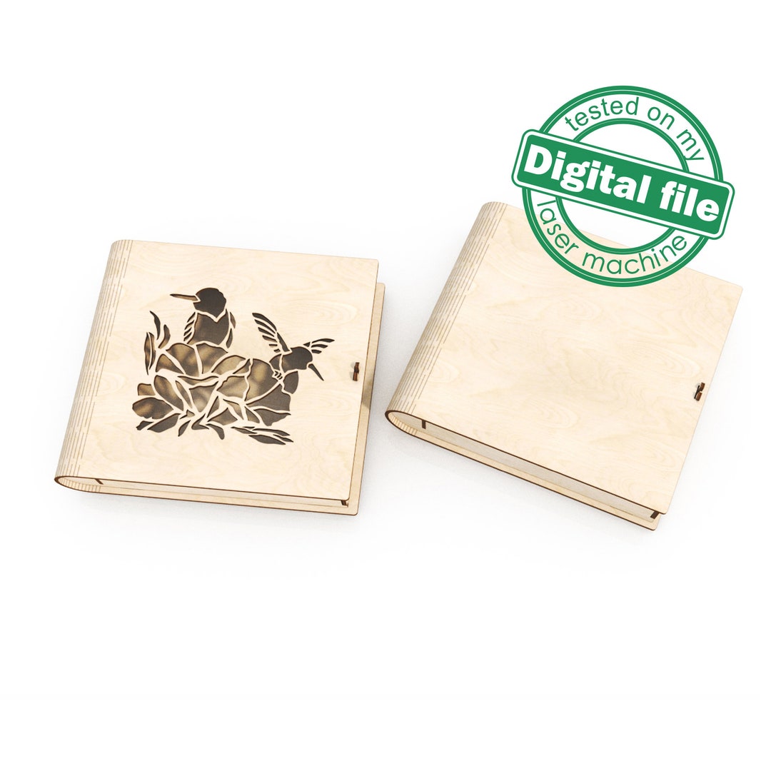 DXF, SVG Files for Laser 2 Design Wooden Boxes, Living Hinge Book Box ...