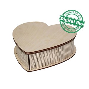 DXF, SVG bestanden voor laser Gift box Love, Hart, St.Valentine, Trouwring, flexibele multiplex, Glowforge, Materiaal 1/8'' (3,2 mm)