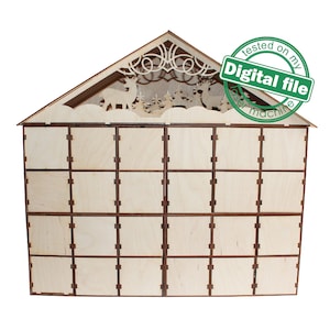 DXF, SVG bestanden voor laser wijn adventskalender, 24 miniflessen, glowforge, materiaaldikte 1/8 inch (3,2 mm)