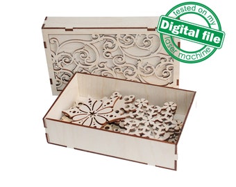 Laser Cut Snowflakes & Gift Box: 18 Designs (3.2mm) (Digital Download)