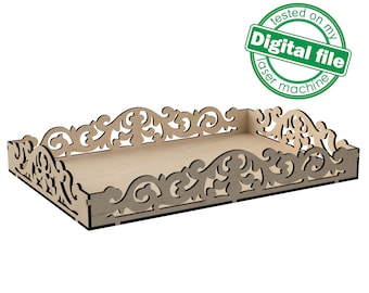 DXF, file SVG per laser Vassoio in legno traforato per intaglio Marie-Antoinette, Vector Project, Glowforge ready file, Materiale 3,2 mm (1/8 in)