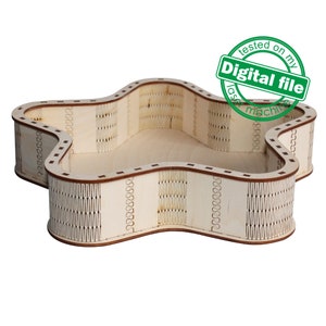 DXF, SVG-bestanden voor laser Houten dienblad Ster, flexibel multiplex, Vectorproject, retro design, Glowforge klaar, Materiaaldikte 3,2 mm (1/8'')