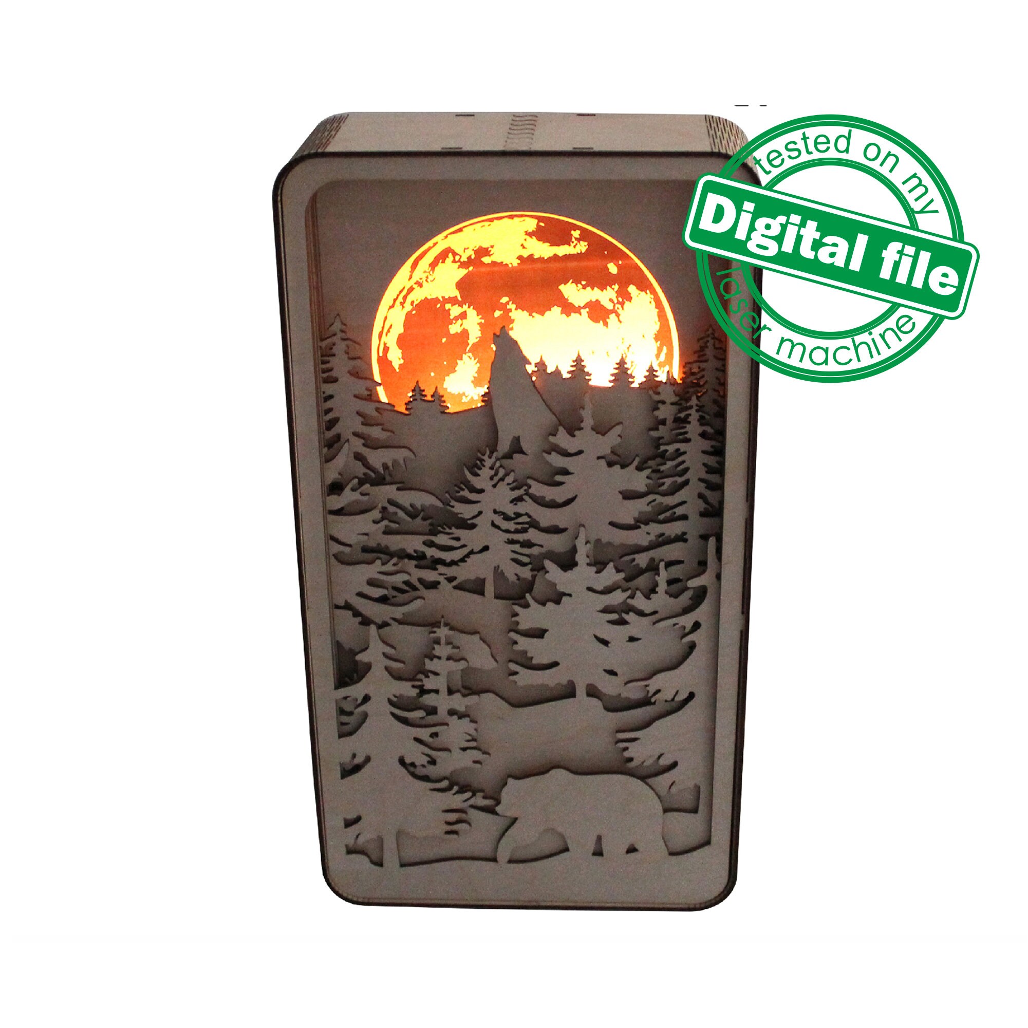 DXF, SVG Files for Light Box Howling Wolf, Engraved Moon, Glowing Moon ...