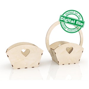 レーザー用 DXF、SVG ファイル 木製バスケット、2 種類のデザイン、花、花びら、イースター、結婚式、Glowforge 用ボックス、材質 1/8 インチ (3.2 mm)
