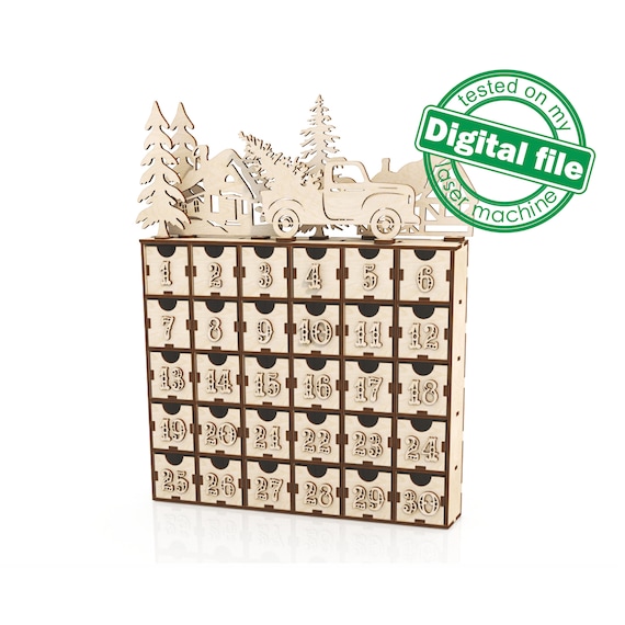 Buy SVG, DXF Laser Cut Files Advent Calendar 24 or 30 Days, Vintage Retro  Truck, Winter Forest, Village, Christmas Decor, Material 3 Mm 1/8'' Online  in India - Etsy