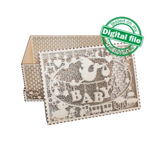 Archivos DXF, SVG para caja de bebé multicapa láser, Baby Shower, Caja de almacenamiento, Proyecto vectorial, Glowforge, Grosor del material 1/8 pulgada (3,2 mm)