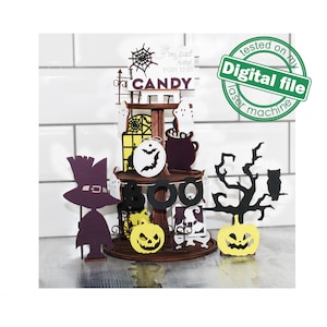 SVG, DXF Laser gesneden bestanden Halloween gelaagde lade decor, Mega Bundel Sign Pack, Diy verf kit, Mand tags, Materiaal dikte 3,2 mm