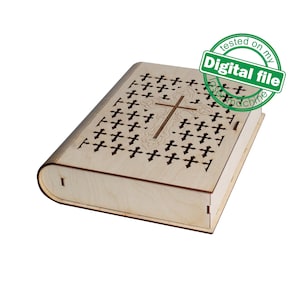 DXF, SVG bestanden voor laser Gift Book doos Heilige bijbel, flexibele multiplex, Glowforge, Materiaal dikte 1/8 inch (3,2 mm)