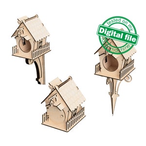 DXF- und SVG-Dateien für Laserdrucker kleine Häuser, drei Designs, Kinderzimmerdeko, Andenken, Geschenk, Gartendekoration, Zimmerpflanze, Material 1/8 '' (3,2 mm)