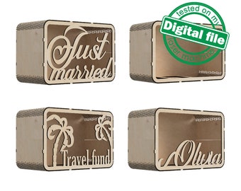 Laser Cut Piggy Bank SVG DXF: Wedding Card Box, Travel Fund (Digital File)