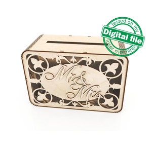 DXF, SVG Dateien für Laser Hochzeitskartenbox MR&Mrs, Spardose, Vektorprojekte, Glowforge, Verlobungskartenbox, Hochzeitsdekoration 3,2 mm
