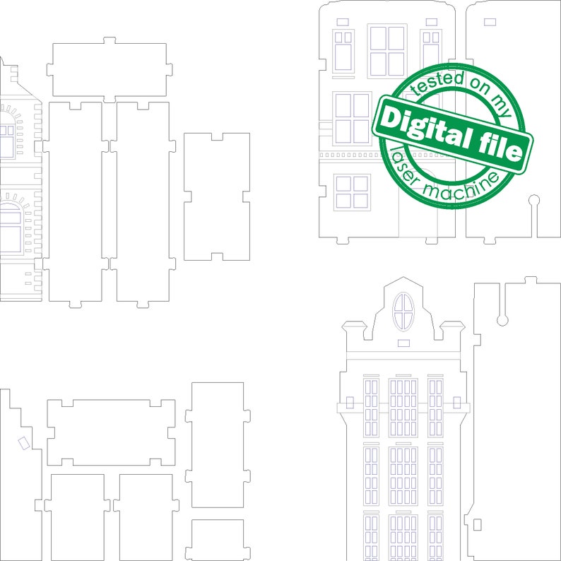 DXF, SVG Files for Laser Tiny Scandi Houses 5 Different Design, Vector ...