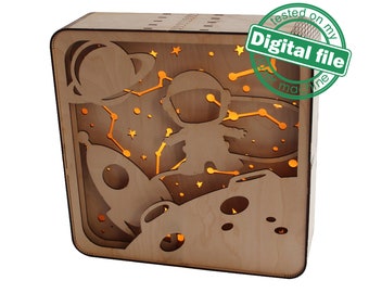 DXF, SVG files for laser Little astronaut in space, Shadow box, Nursery decor, Glowforge, Material thickness 1/8 inch (3.2 mm)
