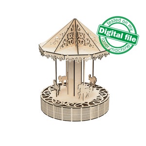 DXF, SVG bestanden voor laser Candy bar stand carrousel Parijs, Candy houder, Party decor, Vector project, Glowforge, Materiaal 1/8'' (3,2 mm)