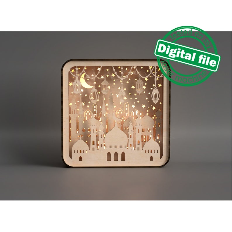 DIY Islamic Lightbox, Ramadan Shadow Box, Two Different Sizes DXF, SVG ...