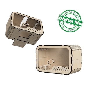 File DXF e SVG per il salvadanaio personalizzato laser per bambini, regalo in legno per bambini, decorazioni per la cameretta dei bambini, salvadanaio in legno con nome, regali per bambini piccoli