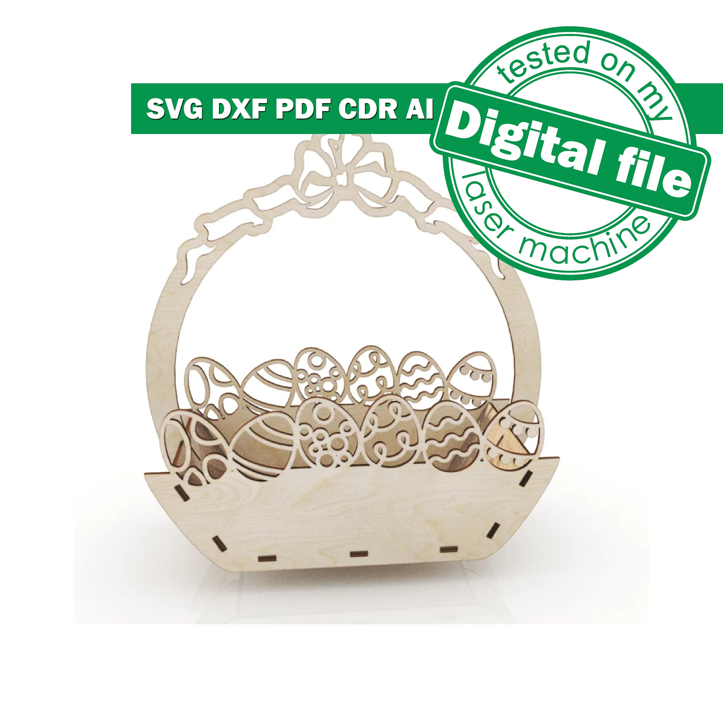 Laser Cut Easter Basket SVG DXF: Carved Egg Design (digital Download ...