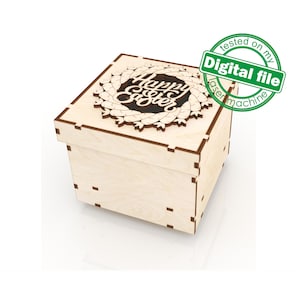 Pliki DXF, SVG dla laserowych pisanek, stojaków, wianków z marchewki, Wesołych Świąt Wielkanocnych, Drewniane pudełko, Glowforge, Dekoracje wielkanocne, Pomysł na dekorację, Sklejka MDF 3 mm