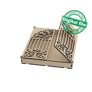 DXF, SVG bestanden voor laser Bruiloft Uitnodiging doos Iron Gate, Krullende harten, Fancy Hek, Materiaal dikte 3,2 mm (1/8 inch)