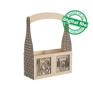 Arquivos DXF, SVG para laser Caixa de suporte para azeite, vinagre, especiarias, talheres, porta-garrafas, cesto, estilo mediterrâneo, dois materiais 3,2/6,4 mm