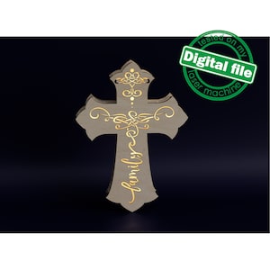 DXF, SVG-bestanden voor laser Light Cross Family, Gelaagd ornamentpatroon, schaduwdoos, Led-lantaarn, Materiaal 1/8'' (3,2 mm)