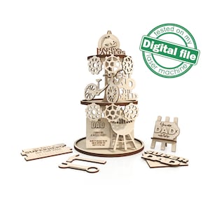 SVG, DXF Lasergesneden bestanden Vaderdag gelaagde lade decor, Mega Bundle Sign Pack, Diy verfkit, Mandtags, Materiaaldikte 3,2 mm