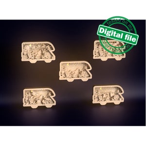 DXF, SVG Dateien für Laser Light Box Alkoven Wohnmobil Jahreszeiten, austauschbare Blende, Glowforge, Multi-Layered Ornament Muster, Schaukasten