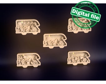 DXF, SVG files for laser Light Box alcove motorhome Seasons, interchangeable panel, Glowforge, Multi-Layered Ornament pattern, Shadowbox