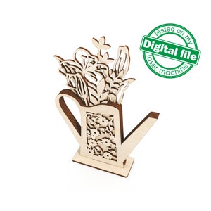 SVG, DXF Laser cut Multilayer Hochzeit Dekoration Vase mit Blumen, Form,Paint by Line,Glowforge,Muttertagsgeschenk,Material 3,2 mm