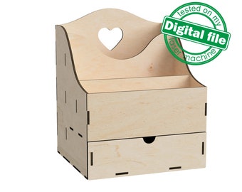 DXF, file SVG per scatola organizzatore desktop laser, cassetto portaoggetti, display per strumenti artigianali, carta, rivista, materiale 1/8"(3,2 mm)