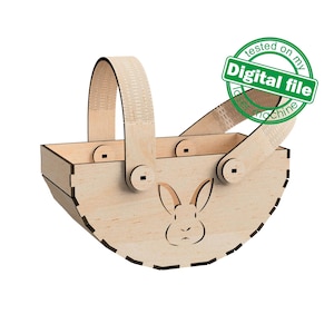 DXF, SVG-bestanden voor laser Houten mand, Flexibele handvatten draaien gemakkelijk, doos voor eieren, snoep, bloemen, bloemblaadjes, geschenken, materiaal 1/8'' (3,2 mm)