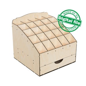 DXF, SVG-Dateien für Laser Desktop Organizer Box, Schubladenaufbewahrung, Display für Bastelwerkzeuge, Pinsel, Bleistifte, Papier, Material 3,2 mm