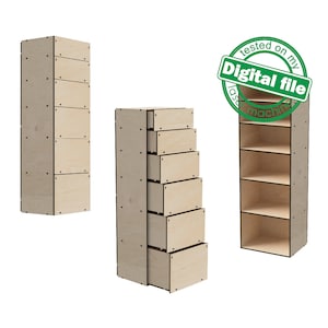 Archivos DXF, SVG para cajones de madera altos láser con diferentes cajas, Almacenamiento de cajas, ideas de organización de escritorio, Material 3,2 mm (1/8'')