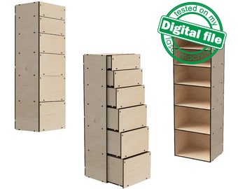 Fichiers DXF, SVG pour tiroirs en bois haut laser avec différentes boîtes, stockage de boîte, idées d'organisation de bureau, matériel 3,2 mm (1/8'')