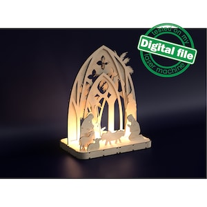 DXF- und SVG-Datei für Laser-Krippenkerzenhalter, Jesuskind, Weihnachtskrippe, Deva Maria, Bethlehem Material 1/8 inch (3,2 mm)