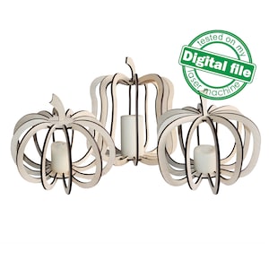 Fichiers DXF, SVG pour lanternes citrouilles en bois laser, décoration automne, puzzle 3D récolte, 3 modèles différents, Glowforge, matériau 6 ou 4 mm