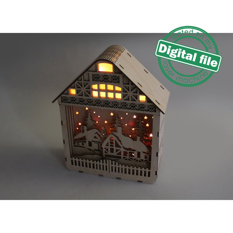 DXF, SVG Files for Laser Light Box Christmas Village, Shadow Box, Light ...