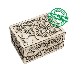 DXF, SVG-Dateien für Laser Multilayered Big Box Frohe Weihnachten, Weihnachtsabend, Geschenk, Material 3,2 mm