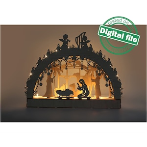 DXF-Datei für den Laser Beleuchteter Lichterbogen, Holz Schwibbogen, Light-up, Light-up, Light-up, Light-up, SVG, PDF