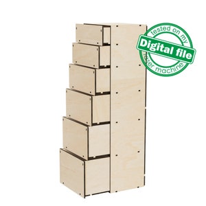 Fichiers DXF, SVG pour tiroirs en bois haut laser avec différentes boîtes, stockage de boîte, idées d'organisation de bureau, matériel 3,2 mm 1/8'' image 6