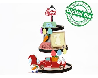 Easter Tiered Tray Decor Laser Cut Files: Mega Bundle SVG, DXF, PDF (3.2 mm)