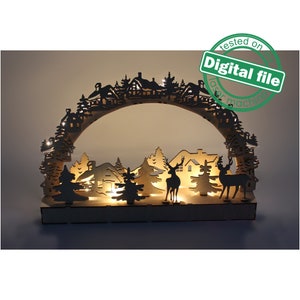 DXF-Datei für den Laser Beleuchteter Lichterbogen, Holz Schwibbogen, Light-up, Light-up, Light-up, Light-up, SVG, PDF