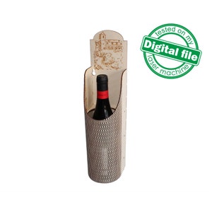 DXF, SVG-bestanden voor lasercadeau Wijnkist Toscane, Levend scharnier, flexibel multiplex, gegraveerd retro patroon, Glowforge, Materiaal 1/8'' (3,2 mm)