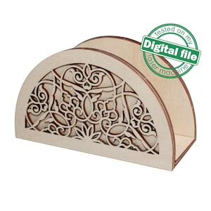 DXF, SVG-Dateien für Laser-Holzserviette oder Briefhalter, Vektorprojekt, Glowforge, Materialstärke 3,2 mm