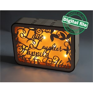 DXF, SVG bestanden voor Light box Twee verwisselbare panelen, St. Valentin Decoratie, Just Married, flexibele multiplex, Glowforge ready bestand