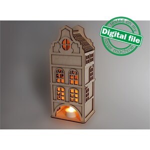 DXF- und SVG-Datei für Laser Licht, Skandinavisches Haus, Teelichthalter, Weihnachtsdeko, Glowforge, Material 1/8 '' (3,2 mm)