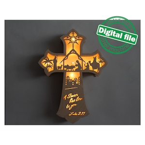 DXF, SVG files for laser Light Cross A Savior has born to you, Vector project, Glowforge, Material thickness 1/8 inch (3.2 mm)